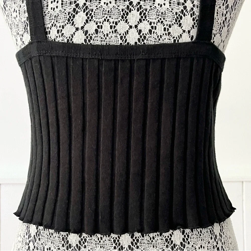Zara Black Ribbed Halter Neck Crop Top Size M - Picture 6 of 10